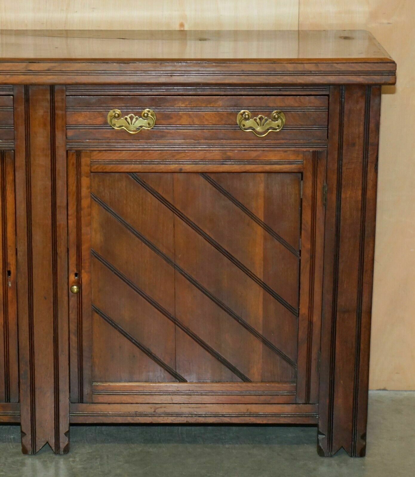 Antique English Country Oak Circa 1880 Victorian Sideboard Base With Drawers photo 1750.0