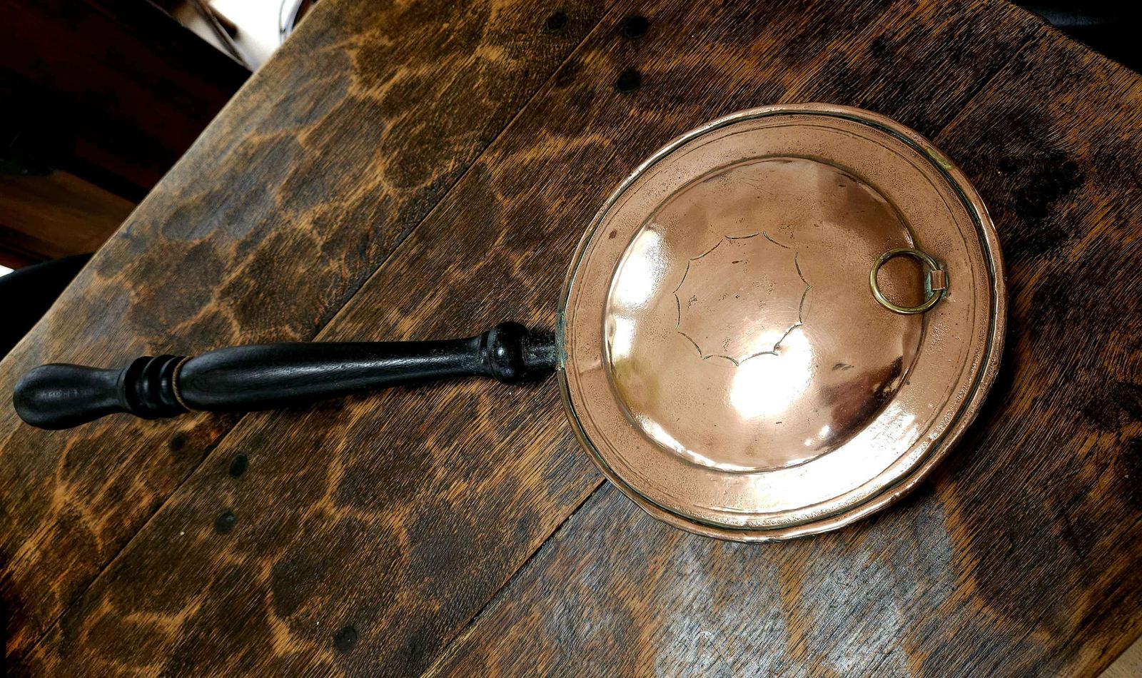 Antique Copper Bed Warmer Made By De Klerk, S.Africa