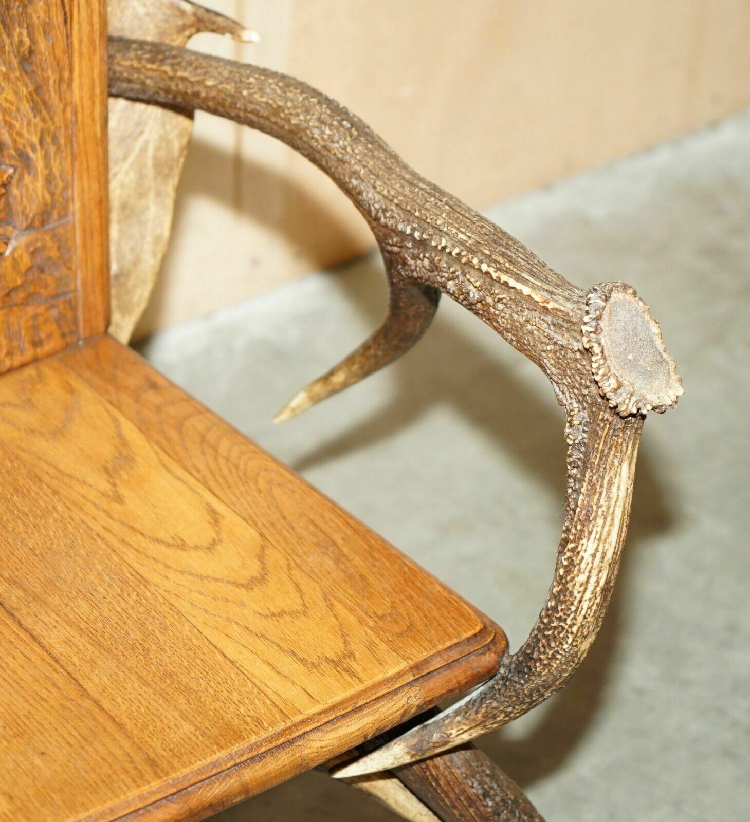 Pair Of Antique German Black Forest Carved Antler Armchairs Part Of A Suite photo vinterior
