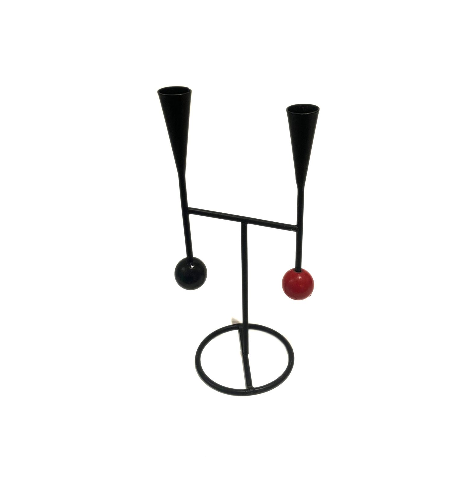 Vintage Unique Candle Holder In Cast Iron And Wood From Sweden 1950s. photo 152.0