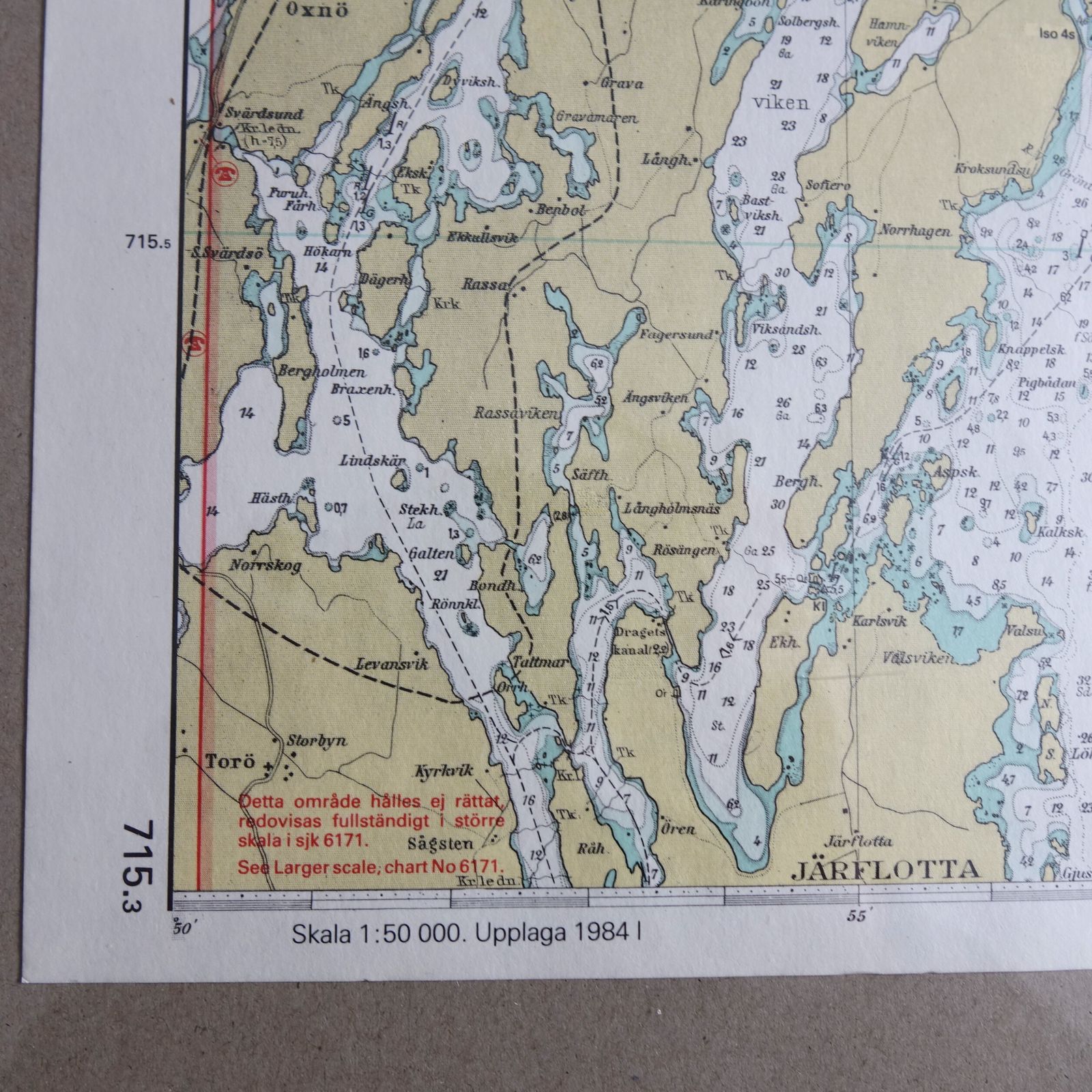 Vintage Original Nautical Chart Of Stockholm Archipelago From Sweden 1970s