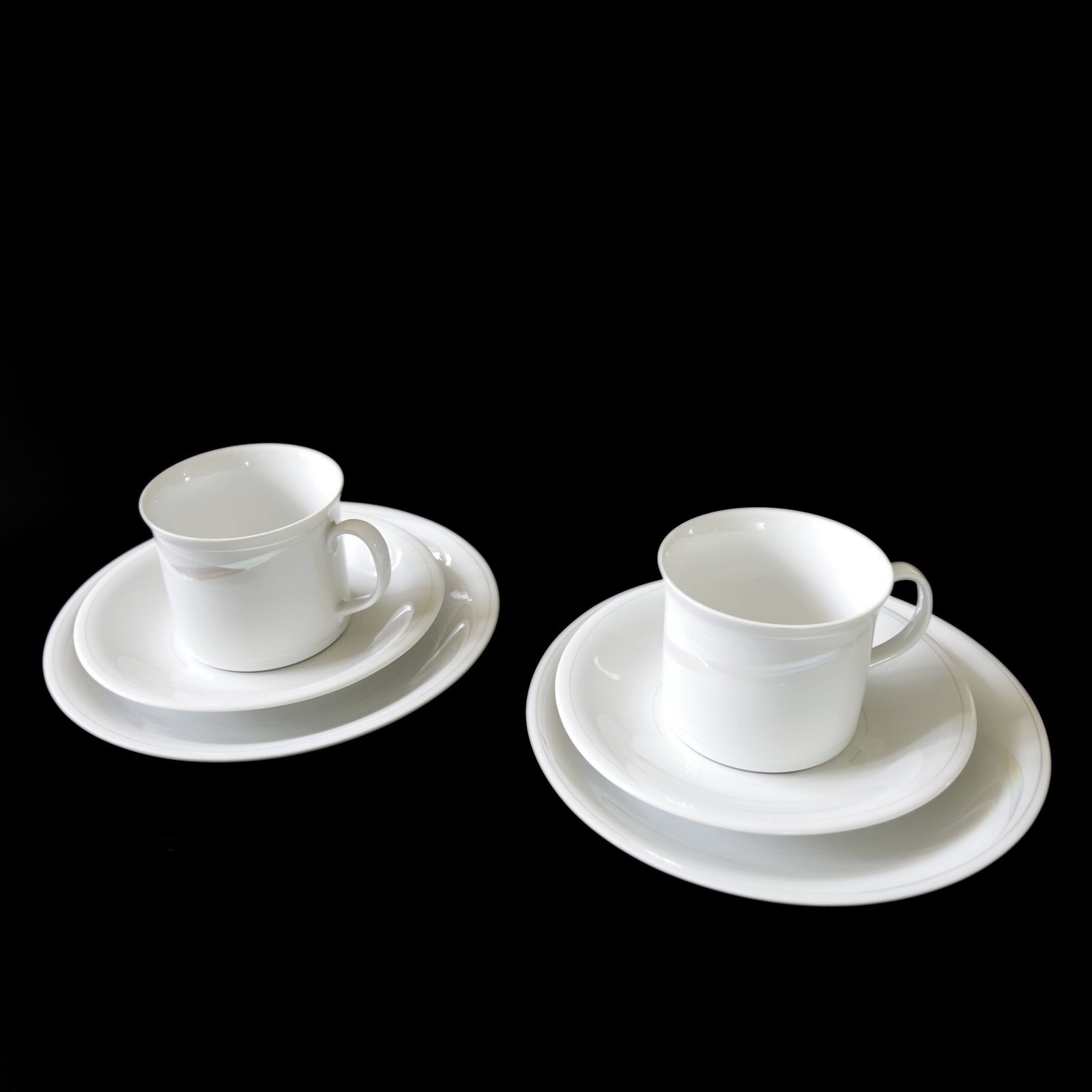 Vintage Handpainted Coffee Cup + Saucer + Small Plate "Clair De Lune". Six Sets  (+++) Per Set. photo for sale