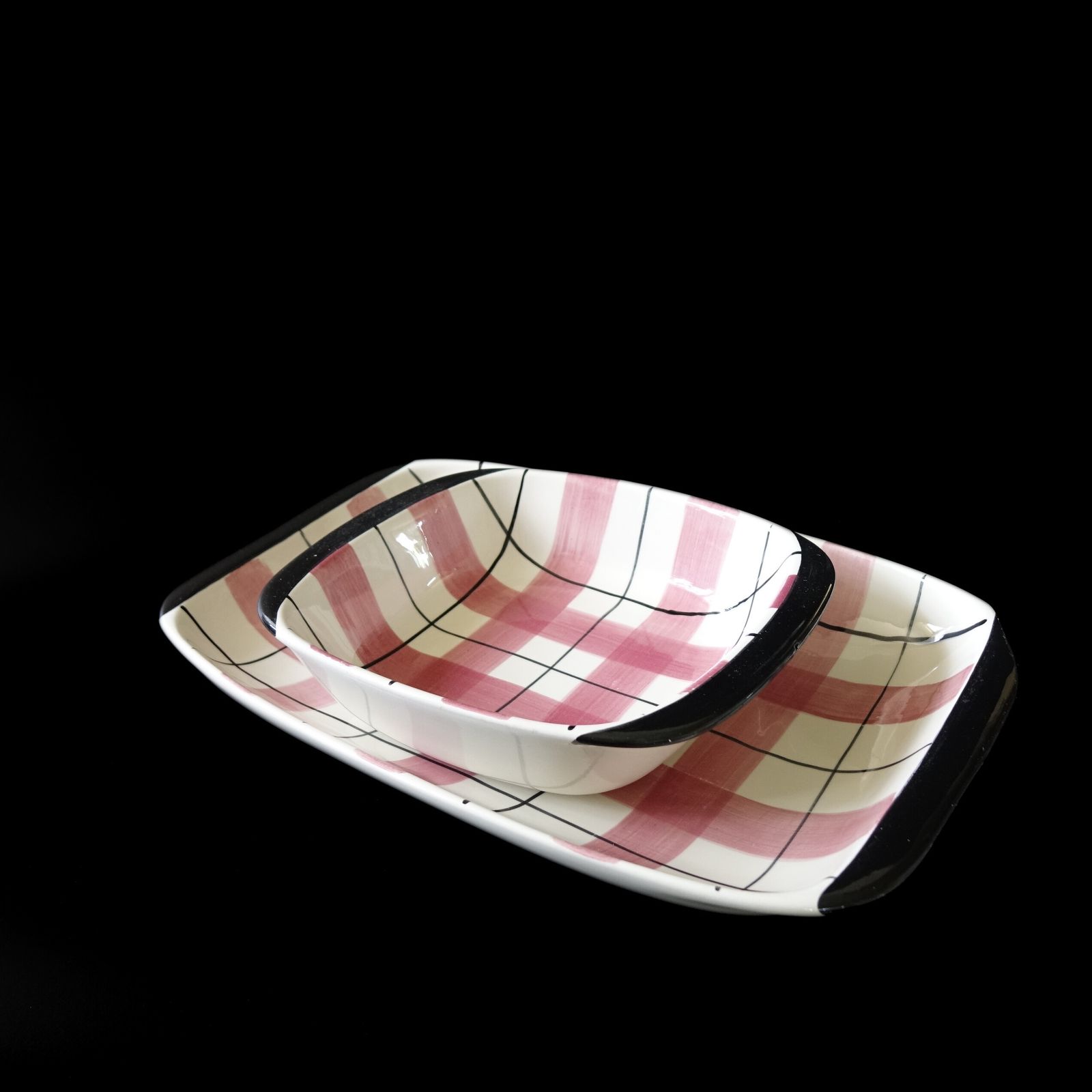 Vintage Retro Red And White Serving Bowl From Jie Sweden Mid Century photo Home Decor