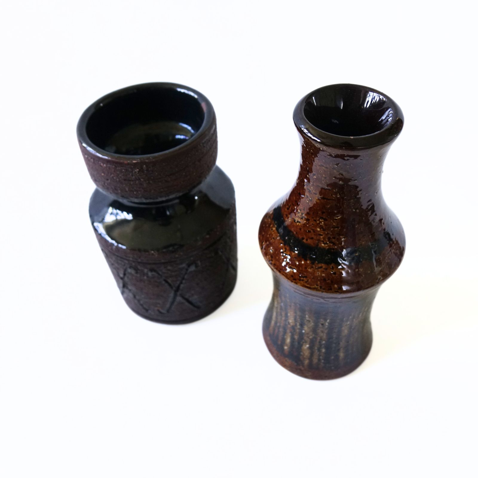 Vintage Handmade Brown/Black Glazed Cermaic Vase From Gabriel photo Home Decor