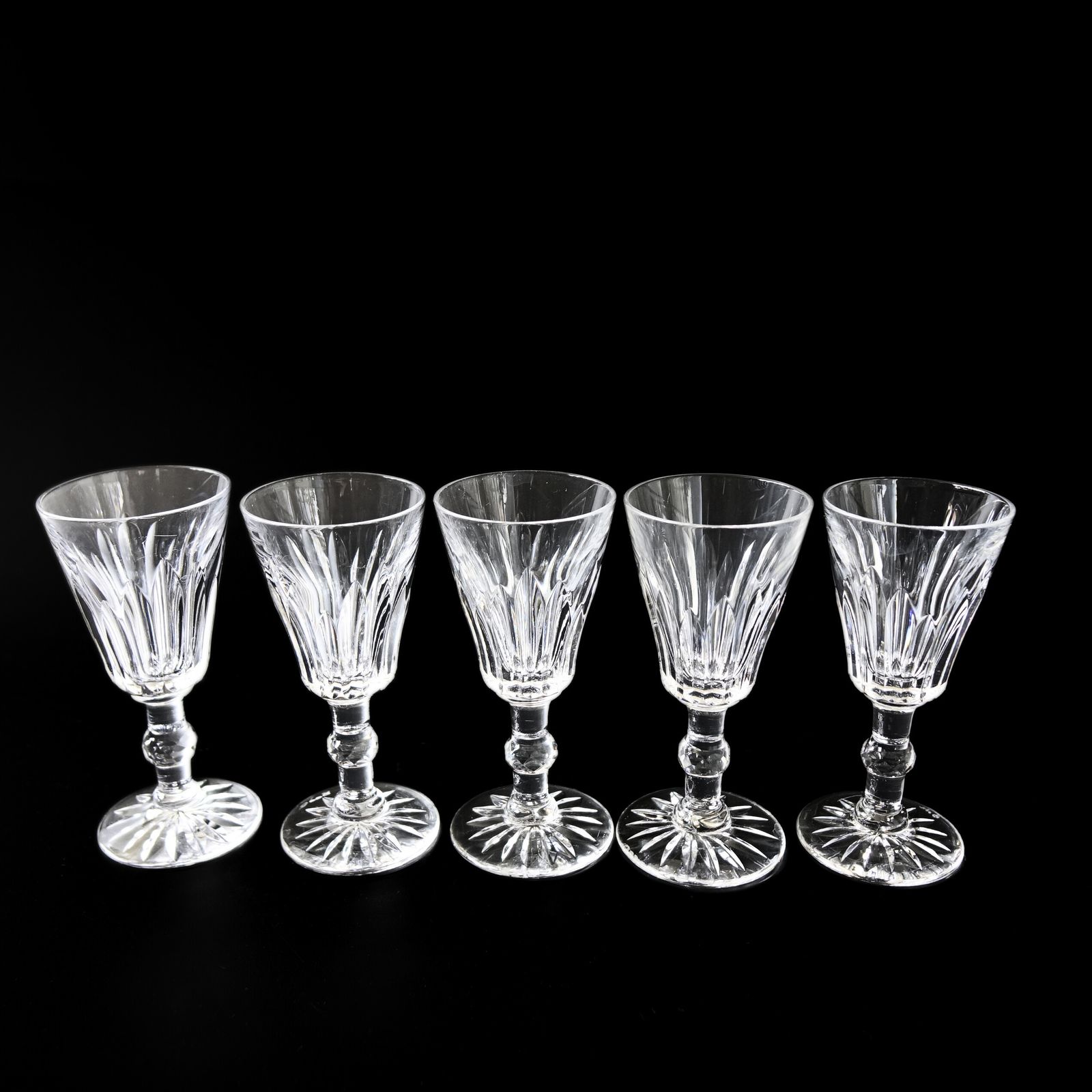 "Pyramid" Small Crystal Snaps Glass Designed By Fritz Kallenborg For Kosta. Set Of Five. photo vinterior