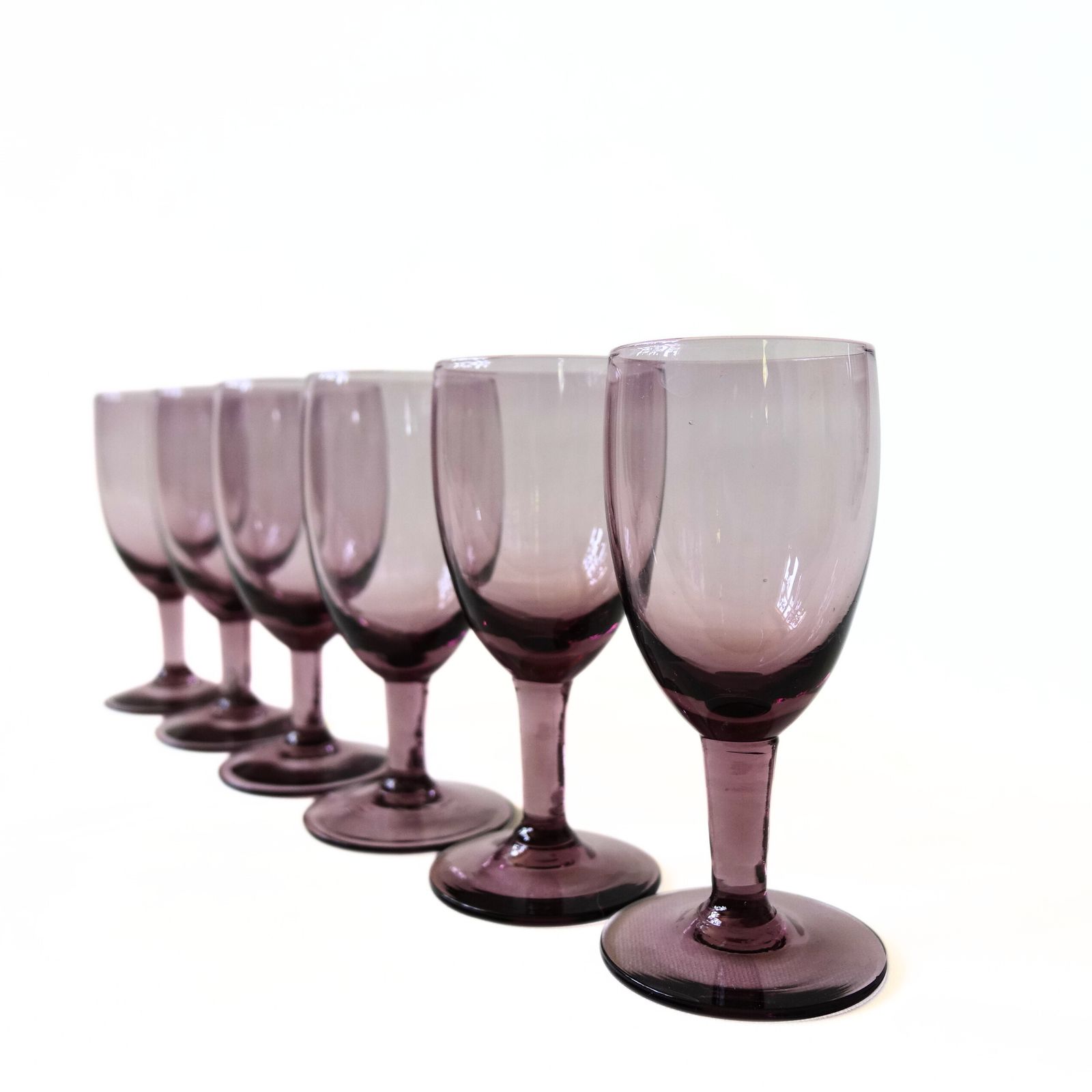 Vintage Purple Snaps Glass In Purple Glass From Sweden. Set Of Seven. photo for sale
