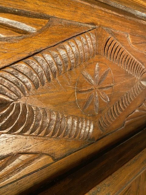 Indonesian Teak Wedding Cabinet With Carved Loro Blonyo Couple photo Furniture