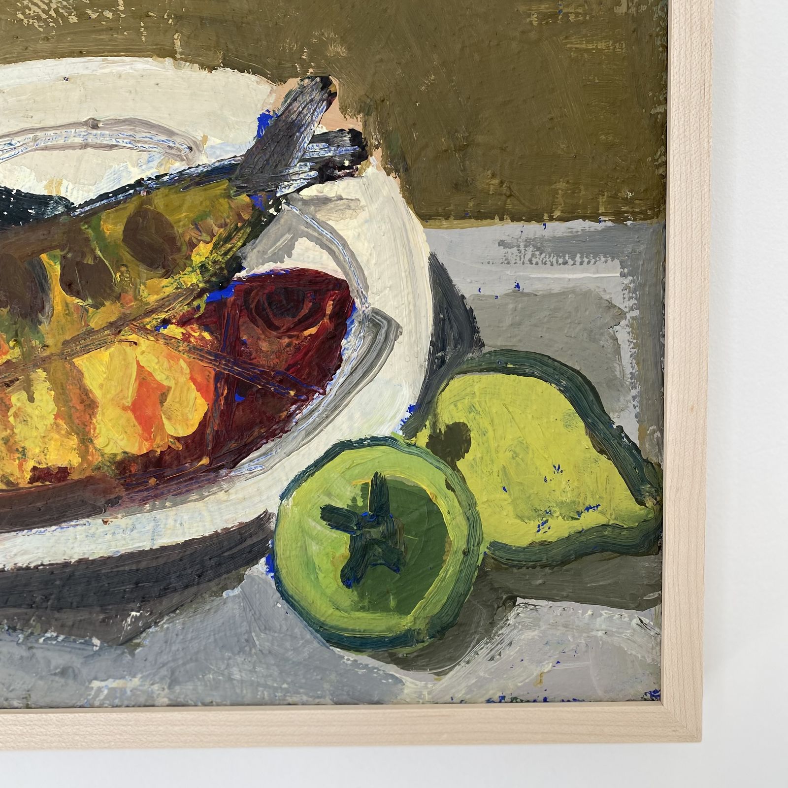 Swedish Still Life Painting Of Fish With Pears By Hans Larsson photo for sale