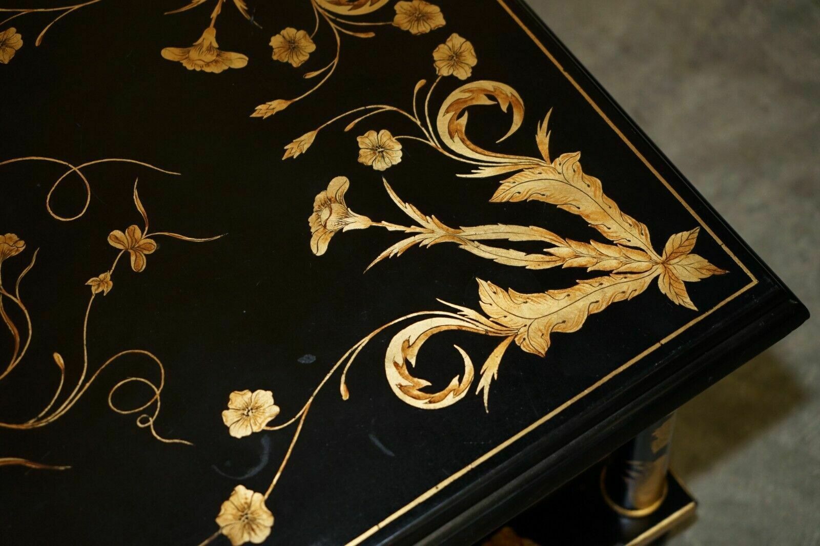 photo vintage Vintage Hand Lacquered Chinese Oriental Coffee Cocktail Table With Drawers