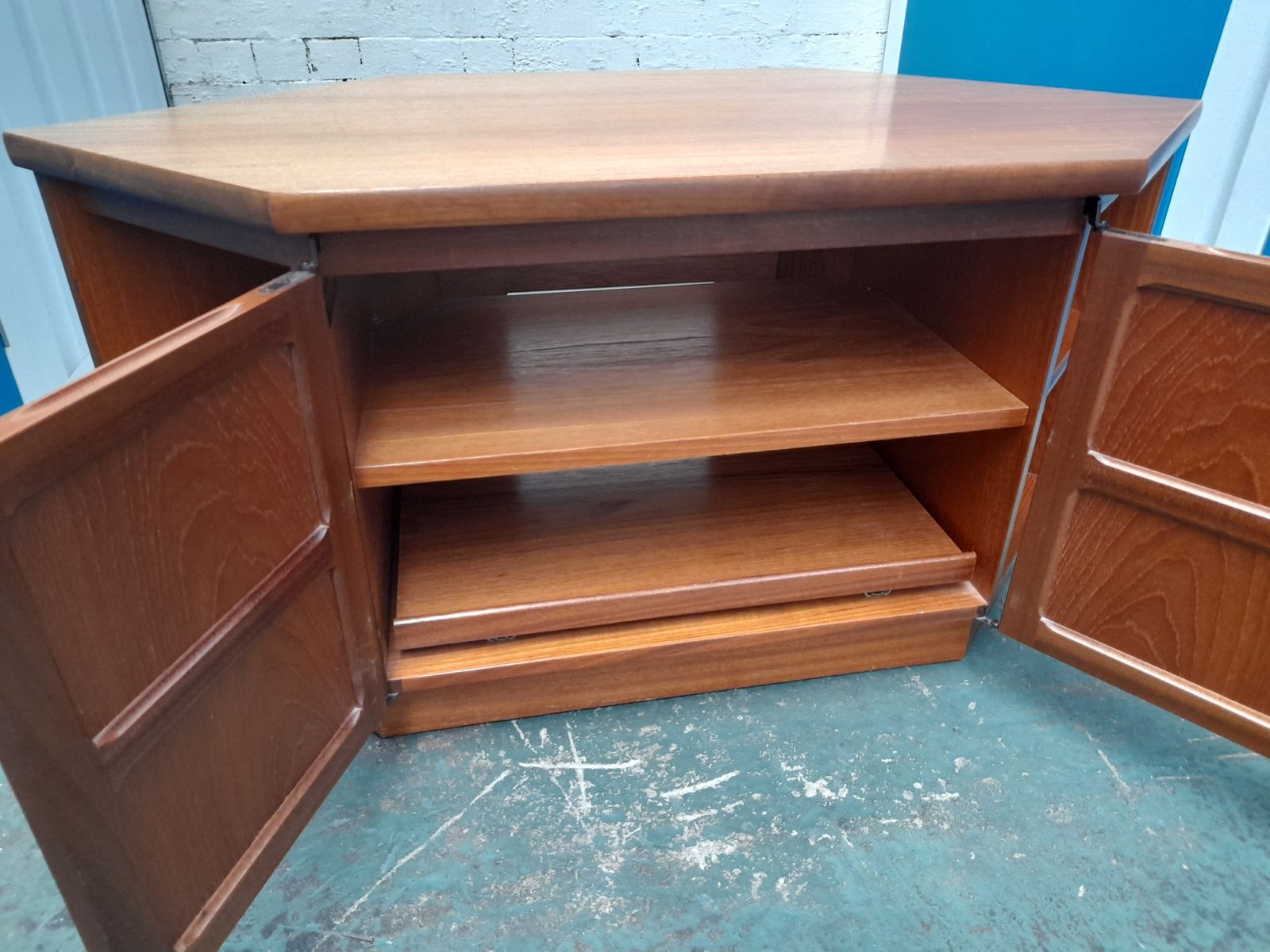 Nathan Corner Tv Unit Stand Mid Century Vintage Teak Cabinet photo Furniture