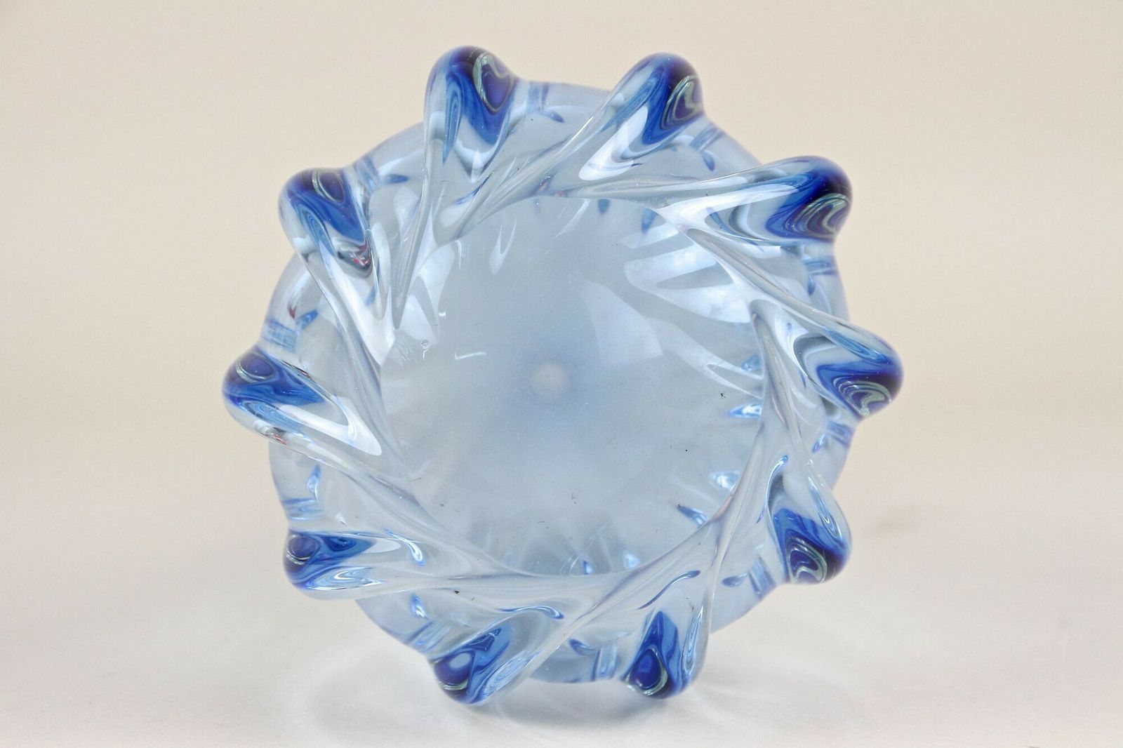 photo vinterior 20th Century Light Blue Murano Glass Long Neck Vase, Italy Circa 1970