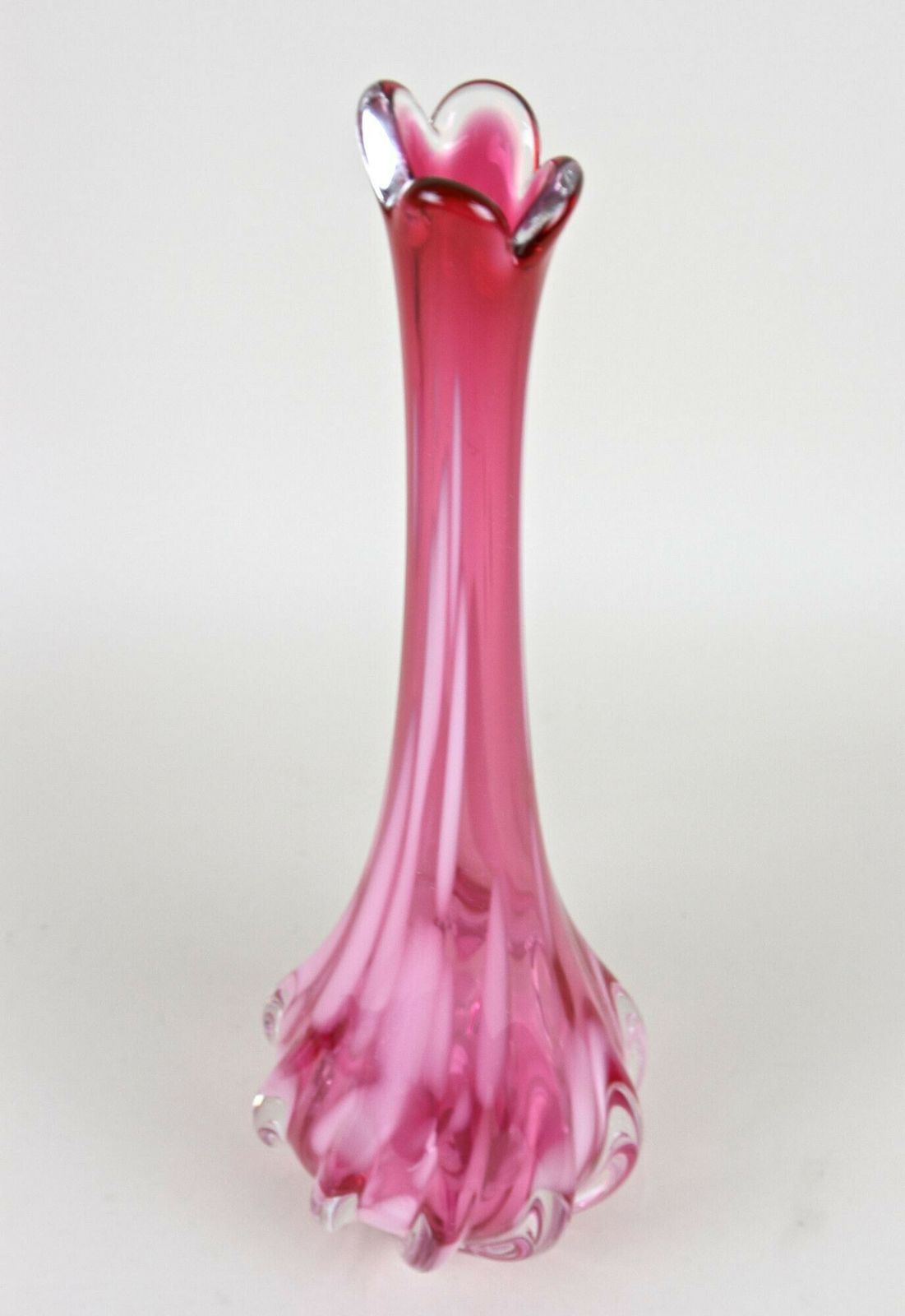 640.0 Pink Long Neck Murano Glass Vase, 20th Century, Italy Circa 1970 photo
