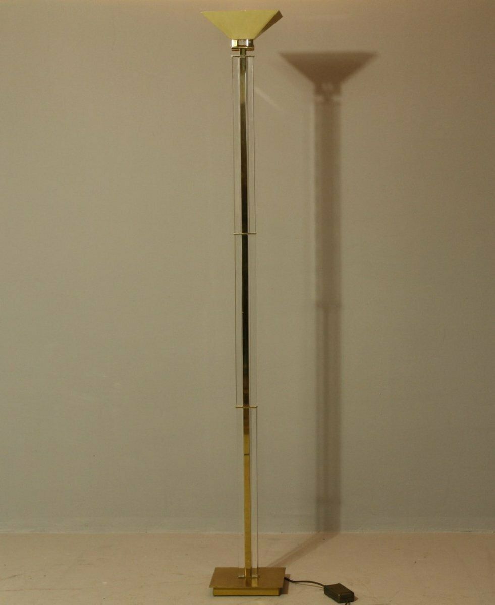 Hollywood Regency Brass Uplighter Floor Lamp By Baulmann, 1980s photo buy