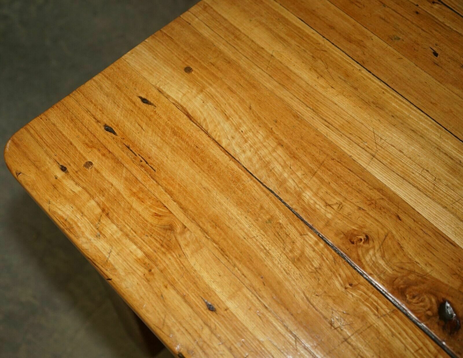 3950.0 Lovely Antique French Farmhouse Fruitwood & Oak Two Tone Refectory Dining Table photo