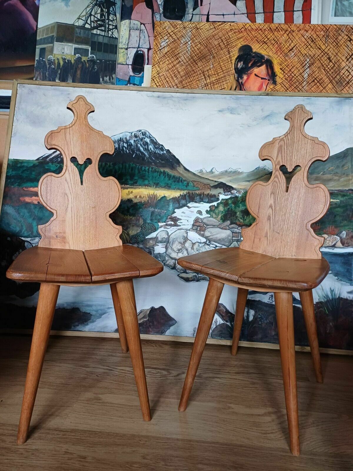 Vintage Set Six Poland Tiroler 60s Elm Mountain Chairs By Cepelia photo Furniture