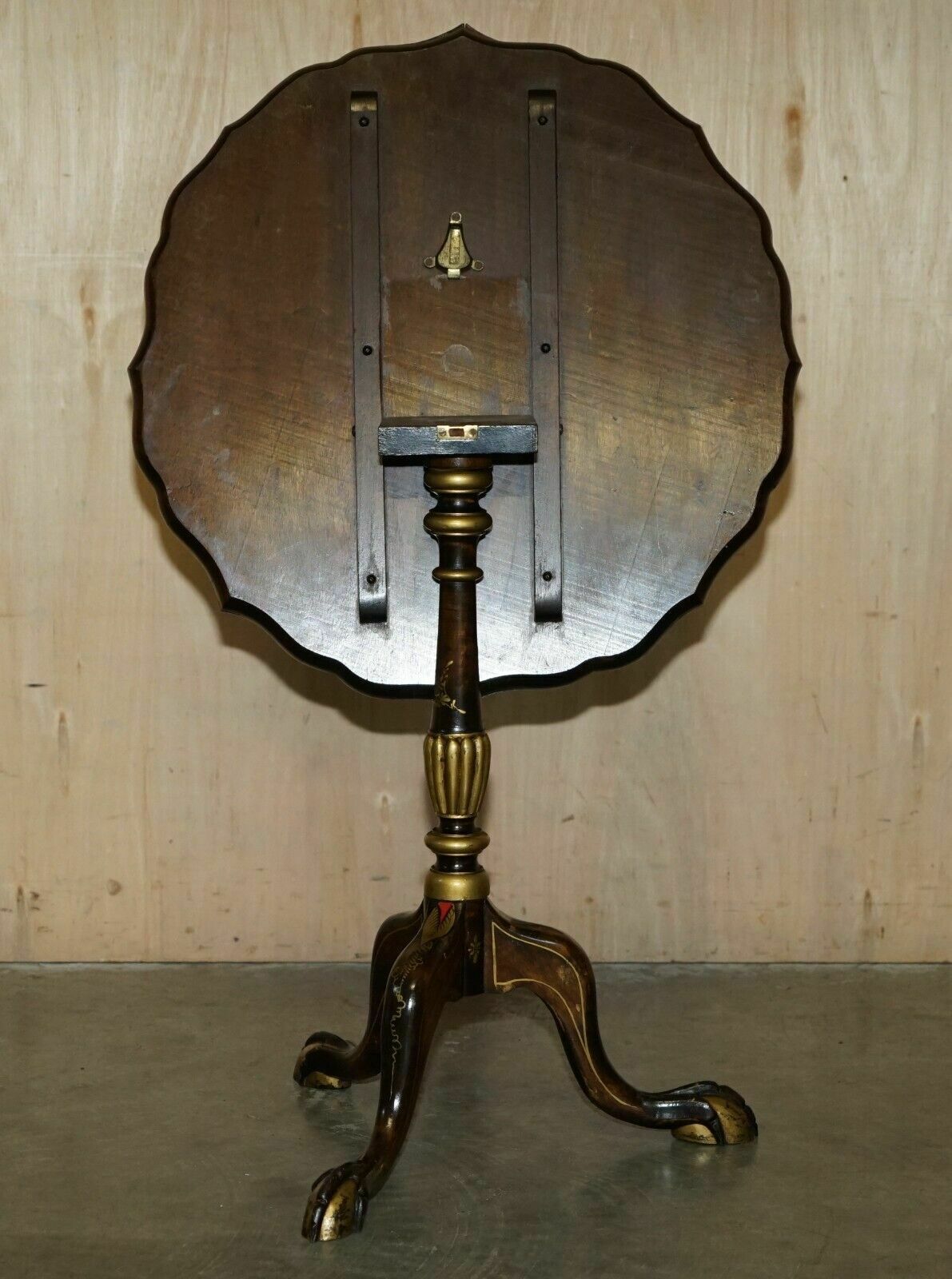 Antique Circa 1900 Chinese Chinoiserie Tilt Top Side End Table Claw & Ball Feet photo 1350.0