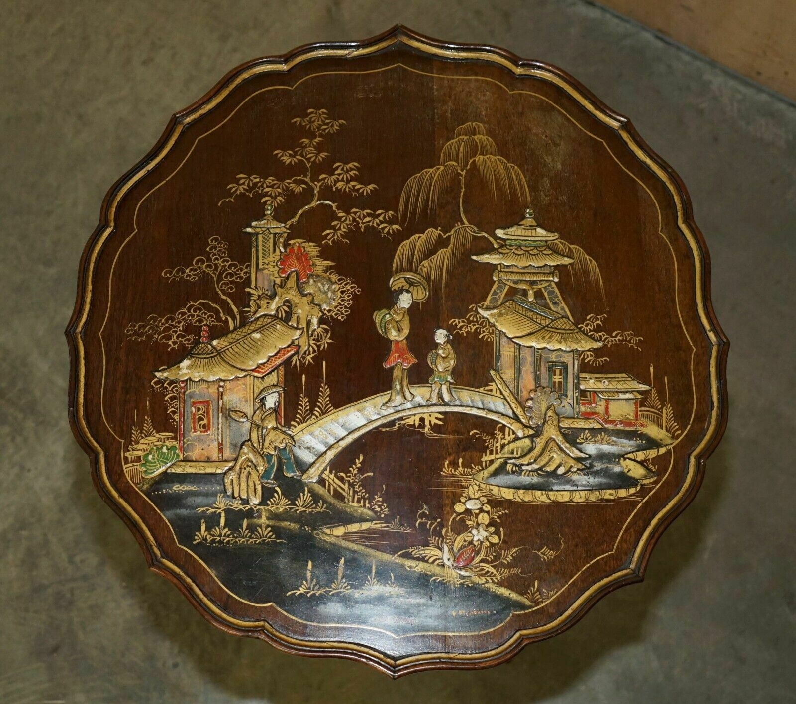 Antique Circa 1900 Chinese Chinoiserie Tilt Top Side End Table Claw & Ball Feet photo buy