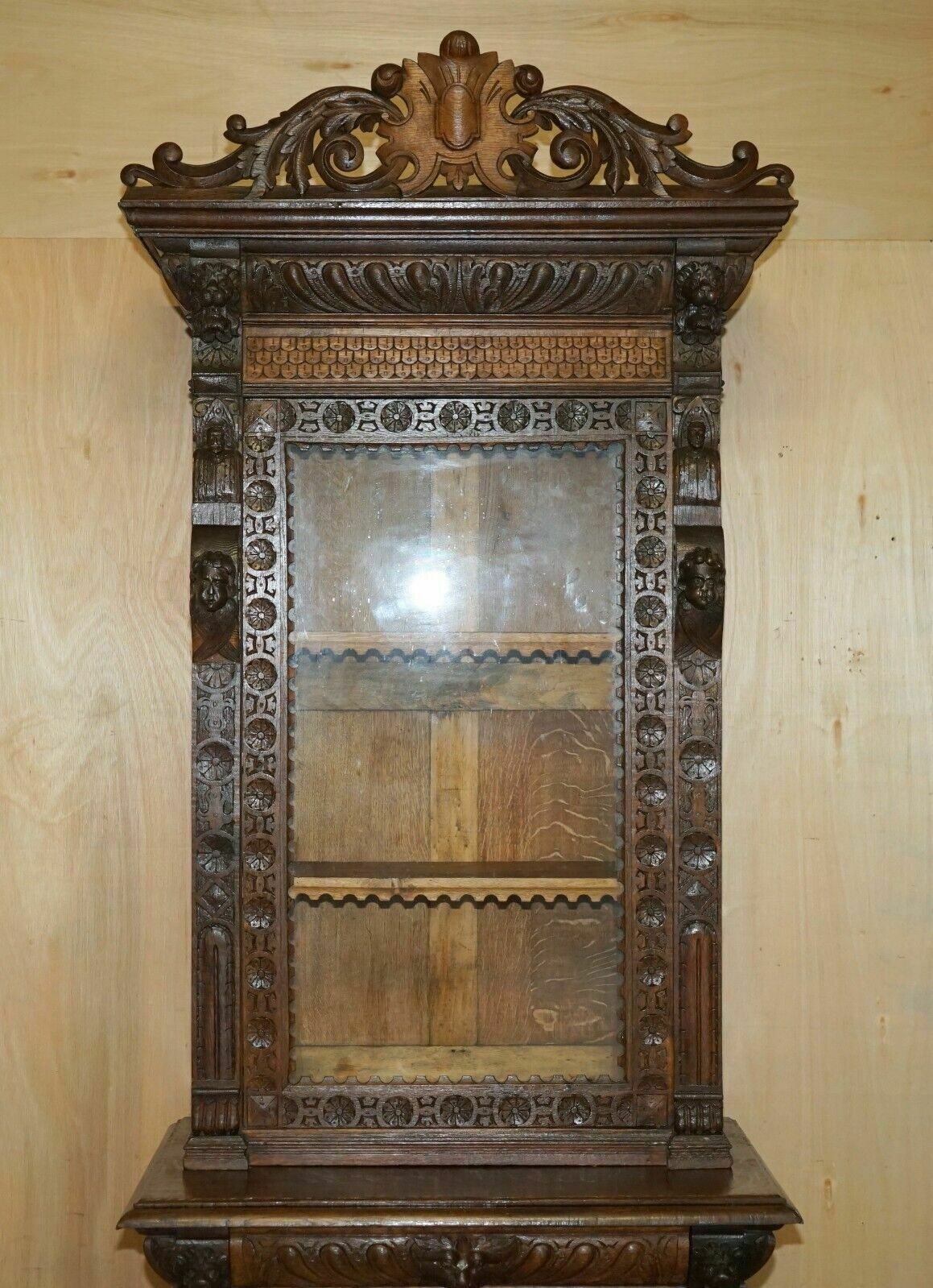 photo furniture Pair Of Antique Victorian 1880 Continental Jacobean Gothic Revival Bookcases