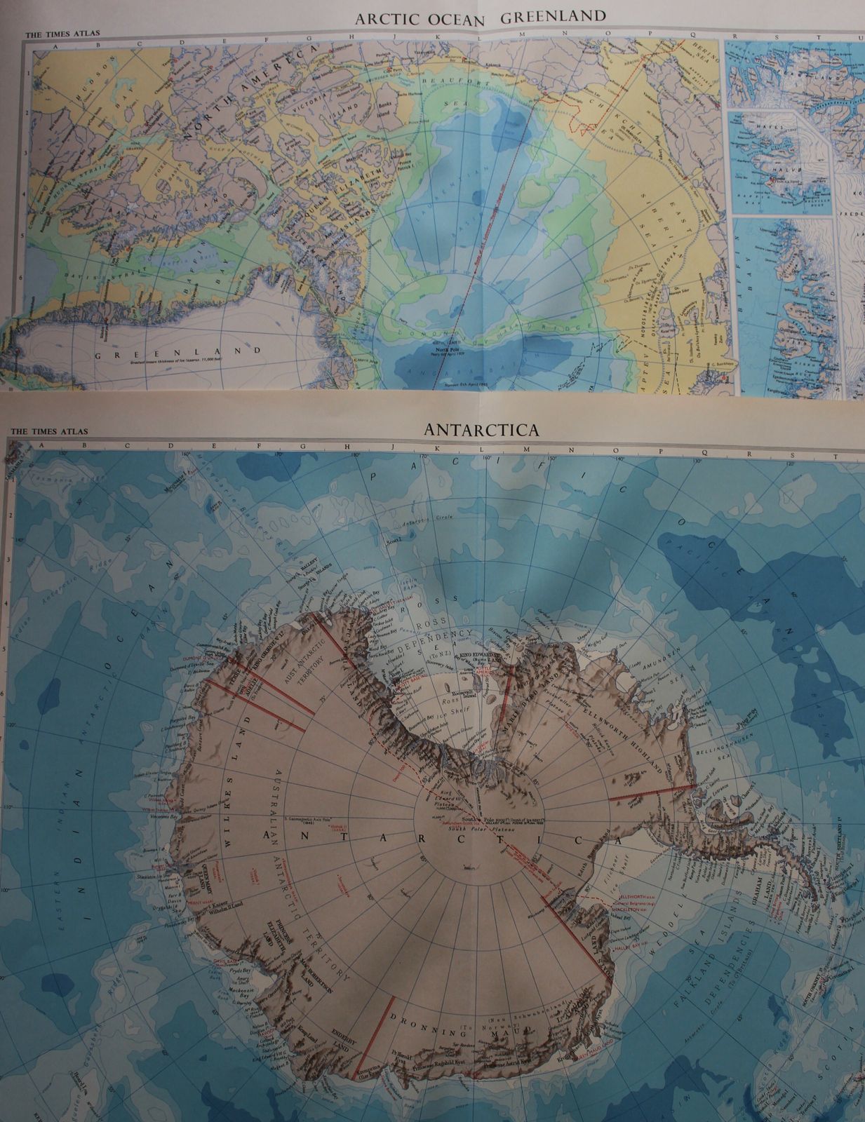 Poles Apart ~ Two Large Maps Antarctica And Artic Ocean'