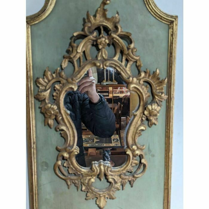 20th Century Louis XV Style Gilded Lacquered Trumeau Wall Mirror photo for sale