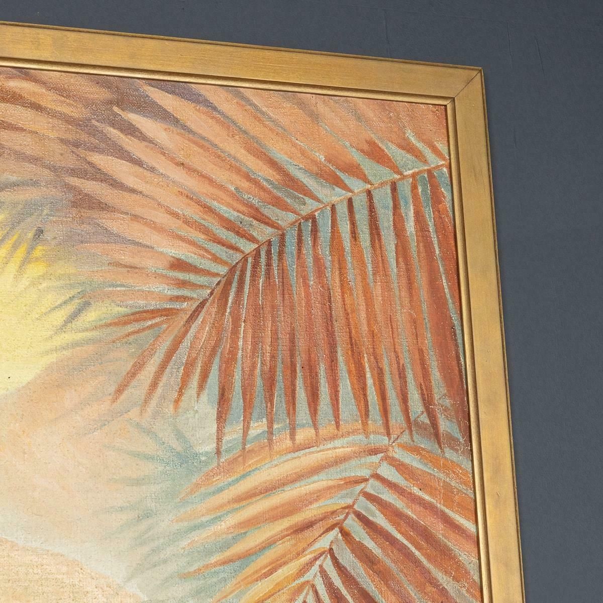 photo for sale Vintage 20th Century Framed Oil On Canvas Elephant Family Painting C.1960