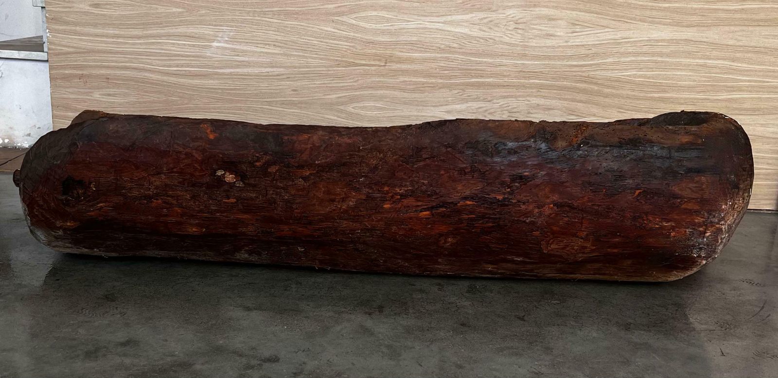 Spanish Antique & Brutalist Hollowed Out Tree Trunk Wooden Planter, 1700 photo Garden Decor