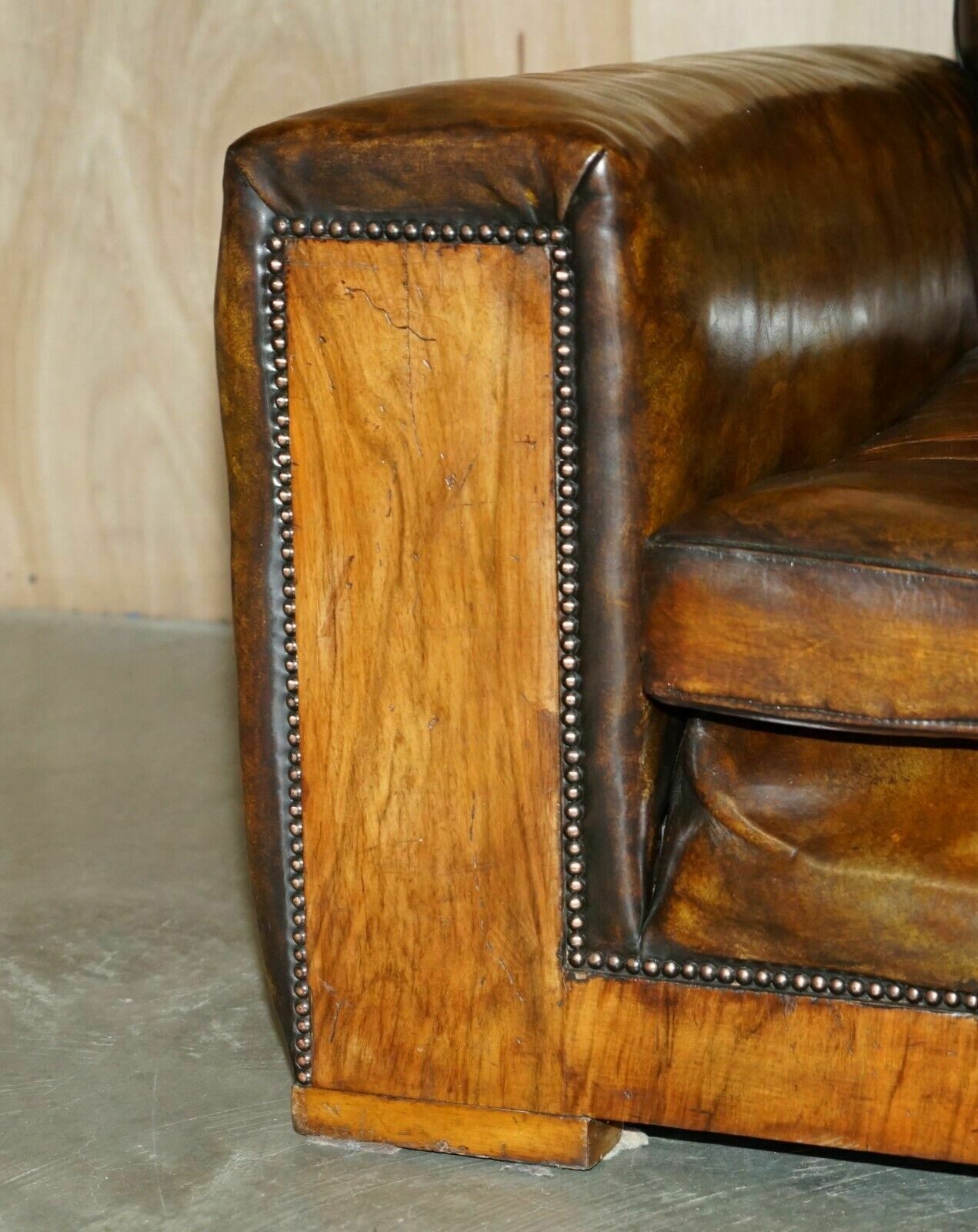Fully Restored Antique Art Deco Brown Leather Walnut Framed Club Odeon Armchair photo Furniture