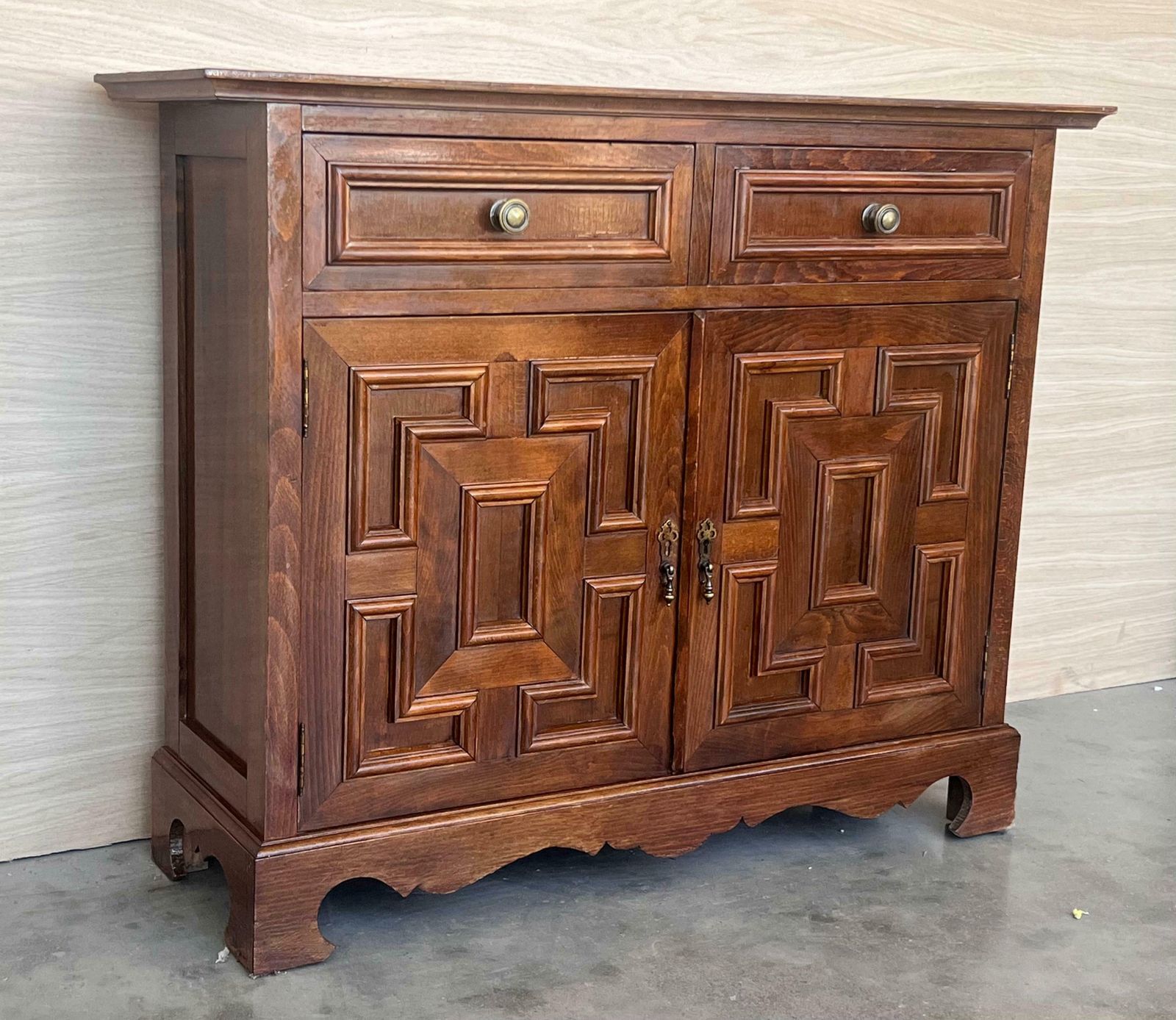 Spanish Catalan Carved Walnut Chest Of Drawers, Highboy Or Console, 1920s photo buy