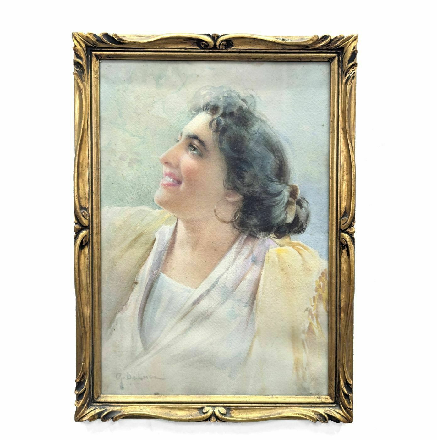 Italian Gouache Portrait Of A Woman