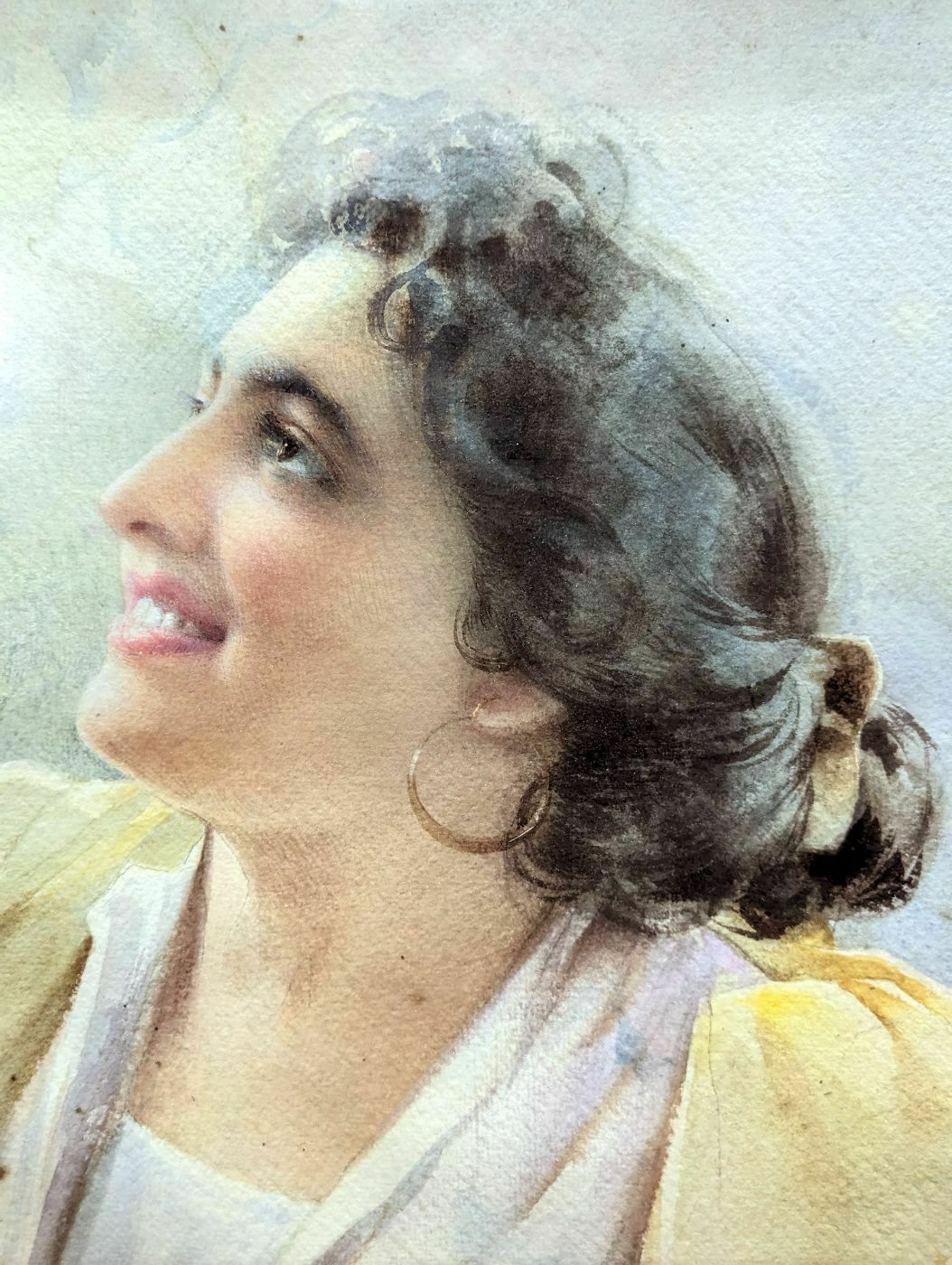 Italian Gouache Portrait Of A Woman photo furniture