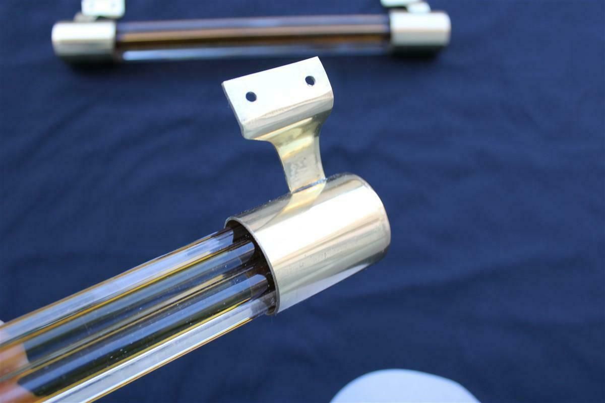 Pair Of Mid Century Venini Handles In Polished Brass And Murano Glass 1950 Made In Italy photo Home Fixtures