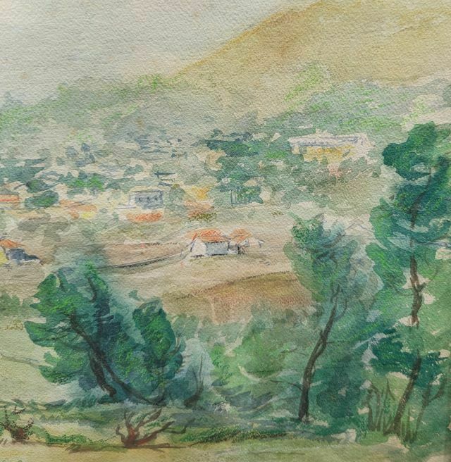 Watercolor And Pastel, View Of La Ciotat photo furniture