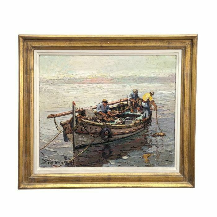 Oil On Panel Jacques Van Den Busche Fisherman At Sea