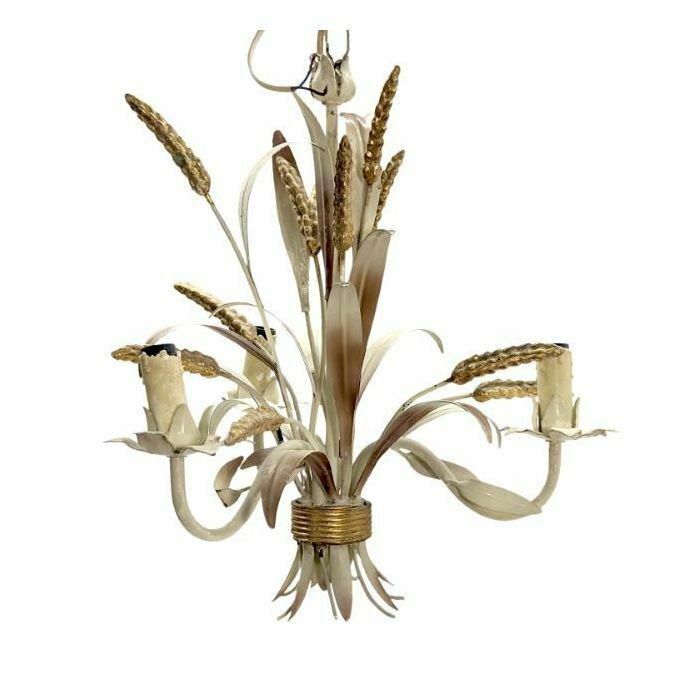 Patinated Sheet Metal Chandelier With Ears Of Wheat photo Lighting