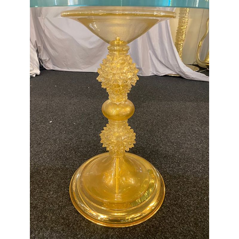 1980s Venetian Gold "Rostrato" Murano Glass Attributed Coffee Table photo buy