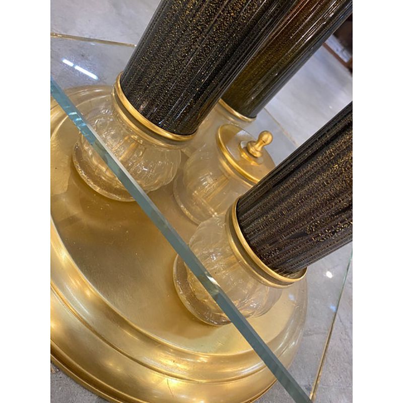 1980s Vintage Venetian Black And Gold Coffee Table In Murano Glass Attributed photo vinterior