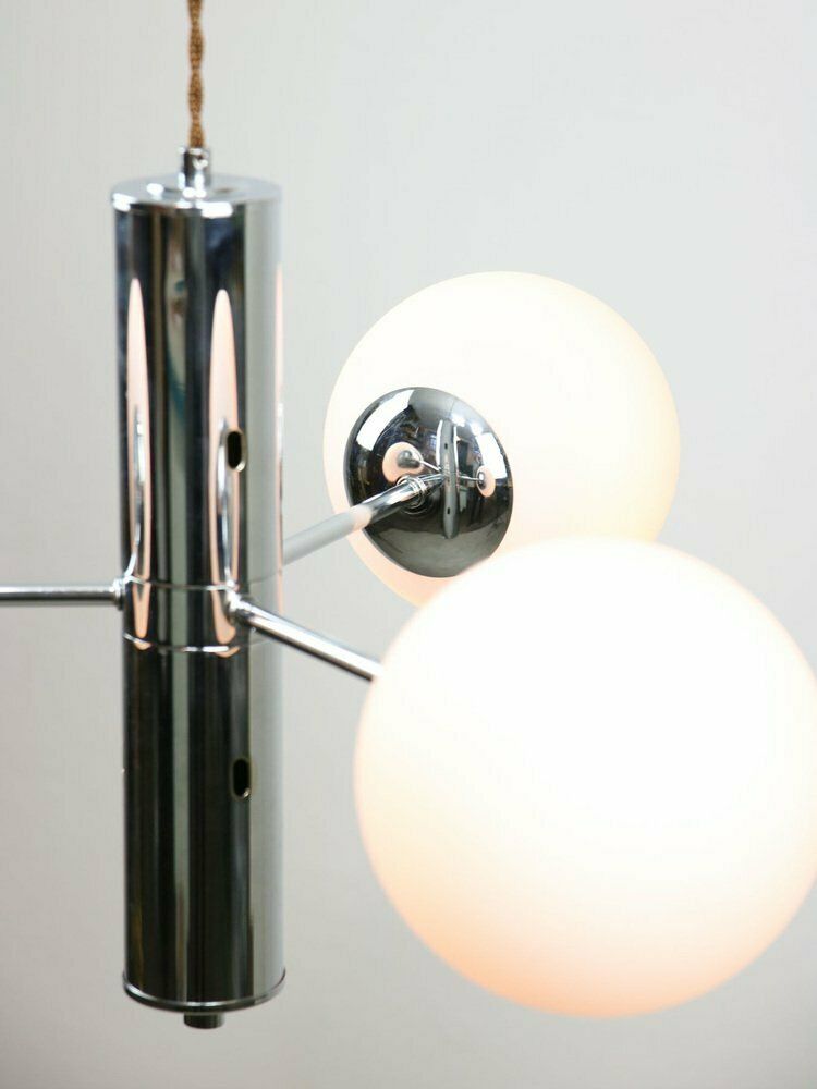 photo buy Vintage Italian Chrome And Opaline Sputnik Chandelier, 1970s