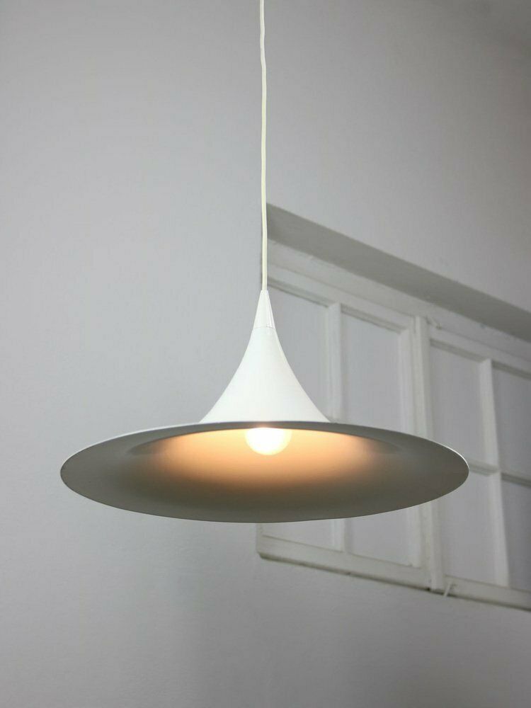 Danish White Trumpet Pendant Lamp Attributed To Claus Bonderup & Torsten Thorup photo for sale