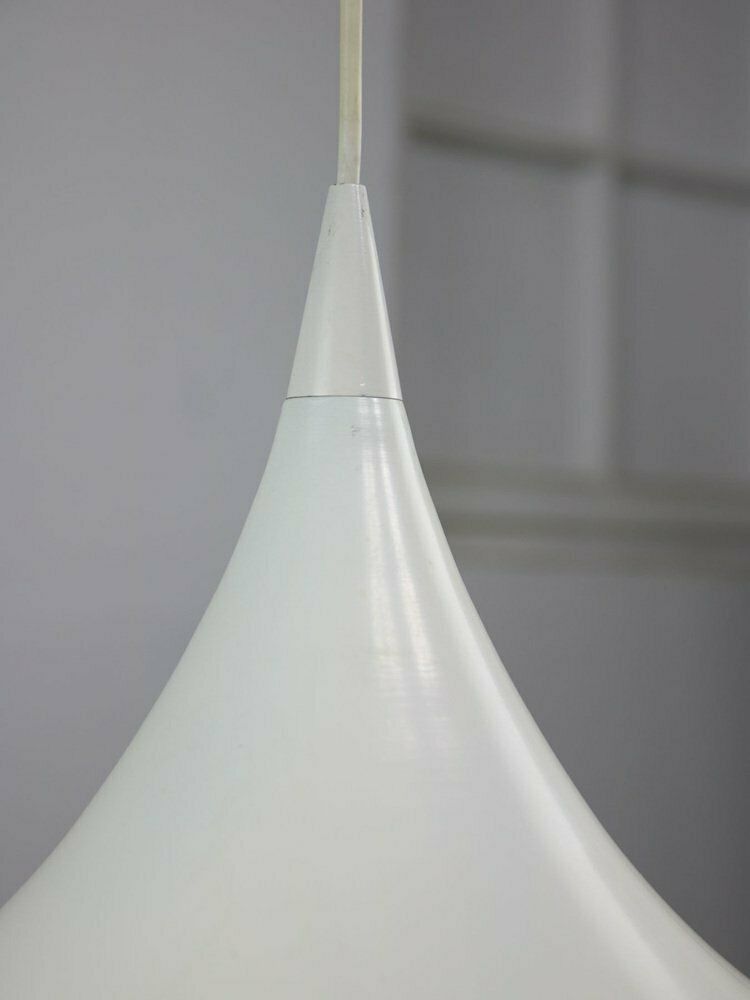 Danish White Trumpet Pendant Lamp Attributed To Claus Bonderup & Torsten Thorup photo 665.0