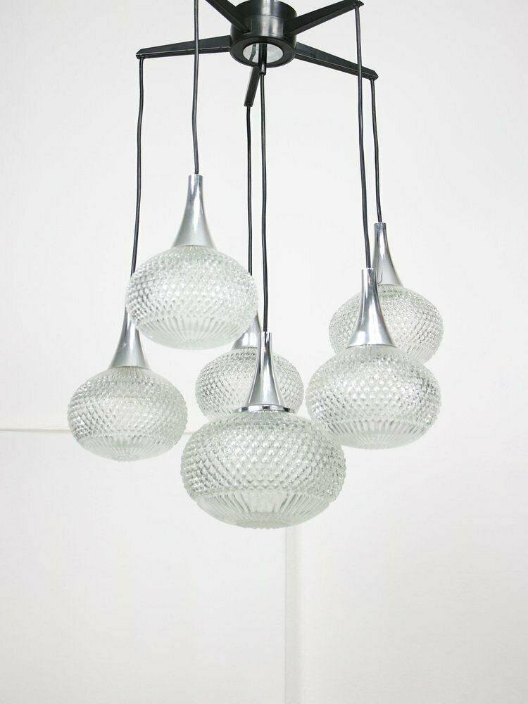 Vintage Italian Crystal And Chrome Chandelier, 1970s photo vintage