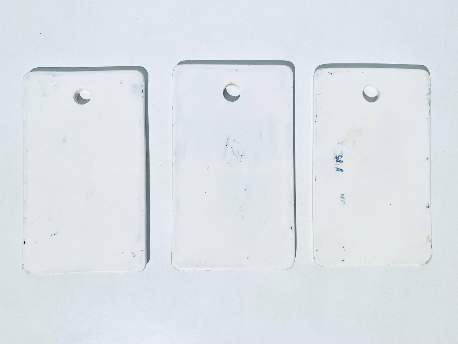 photo furniture Three Merazzi White & Blue Ceramic Pot Set Tiles With Onion Motif / Vintage Decor