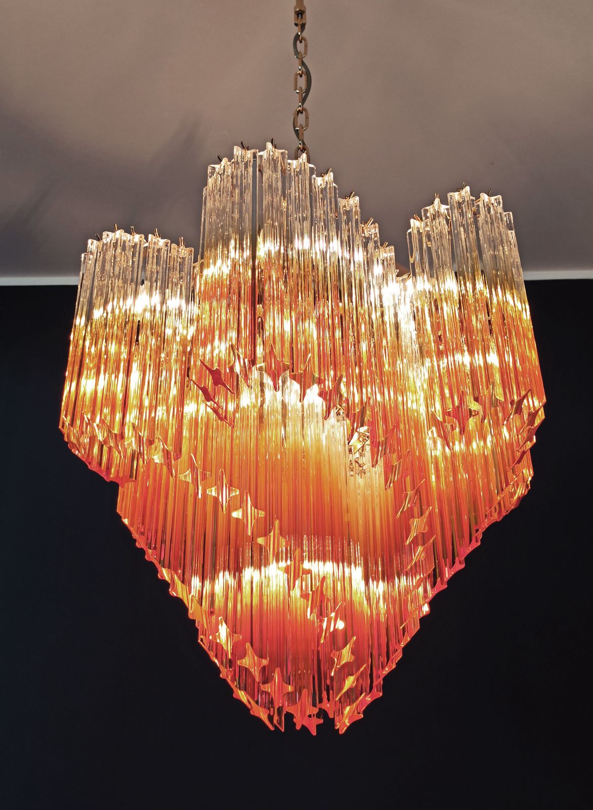 Modern Quadriedri Murano Glass Chandelier   114 Shaded Amber Prism Quadriedri photo Lighting