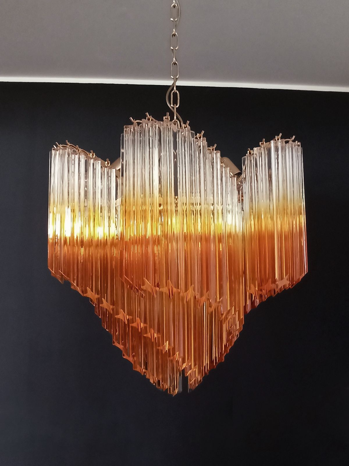 photo furniture Modern Quadriedri Murano Glass Chandelier   114 Shaded Amber Prism Quadriedri