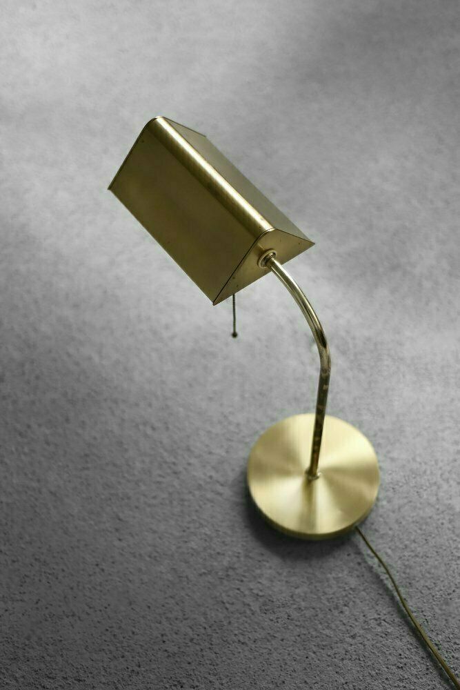 photo furniture Mid Century German Modern Gold Brass Desk Lamp With Chain From Karstadt Ag, 1970s