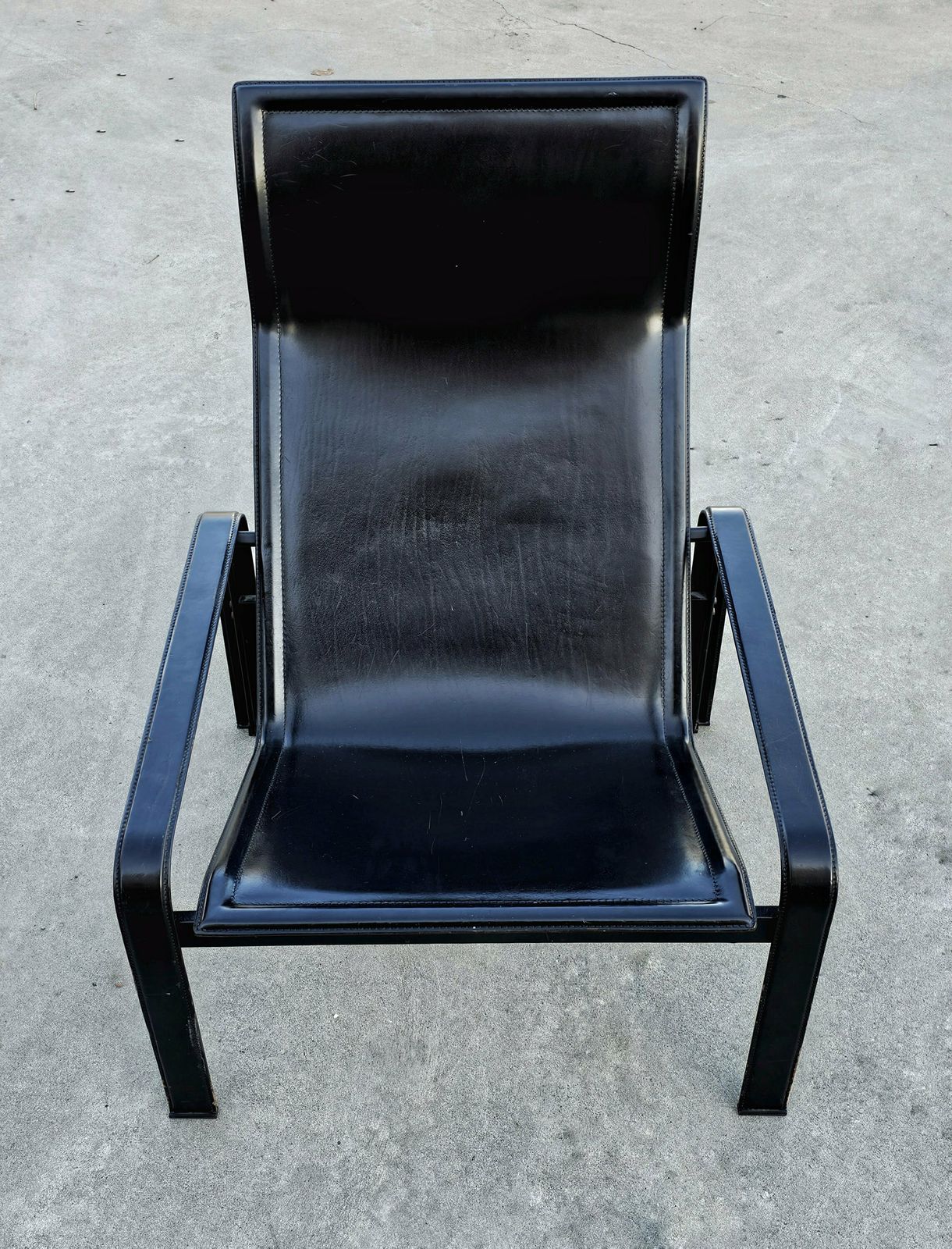 Postmodern Lounge Chair Golfo Dei Poeti In Black Leather By Jacques Toussaint And Patrizia Angeloni For Matteo Grassi / Made In Italy 1970s photo for sale