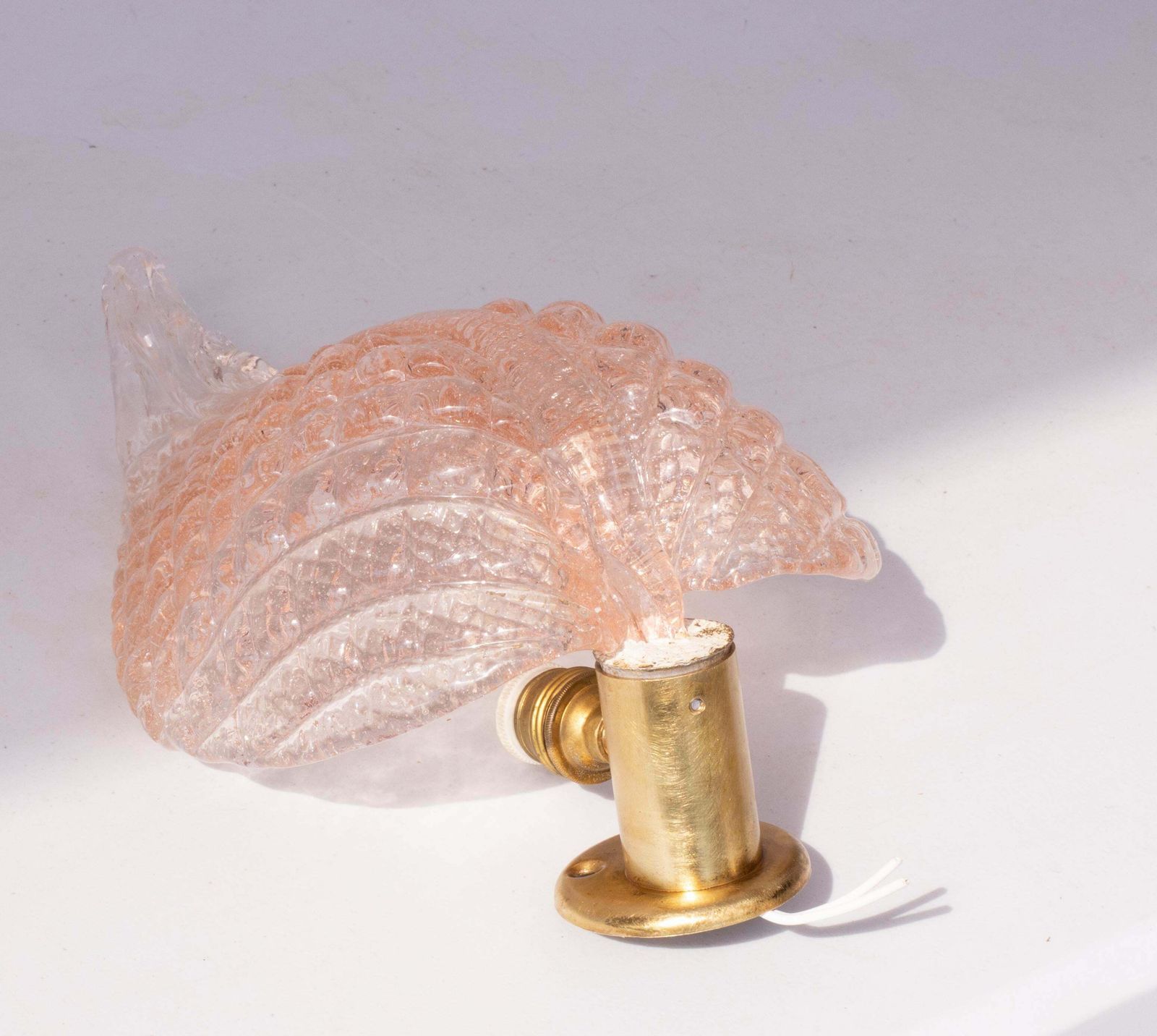 Wall Light Pink Jewel Murano Glass Leave By Barovier E Toso, 1950s photo vinterior