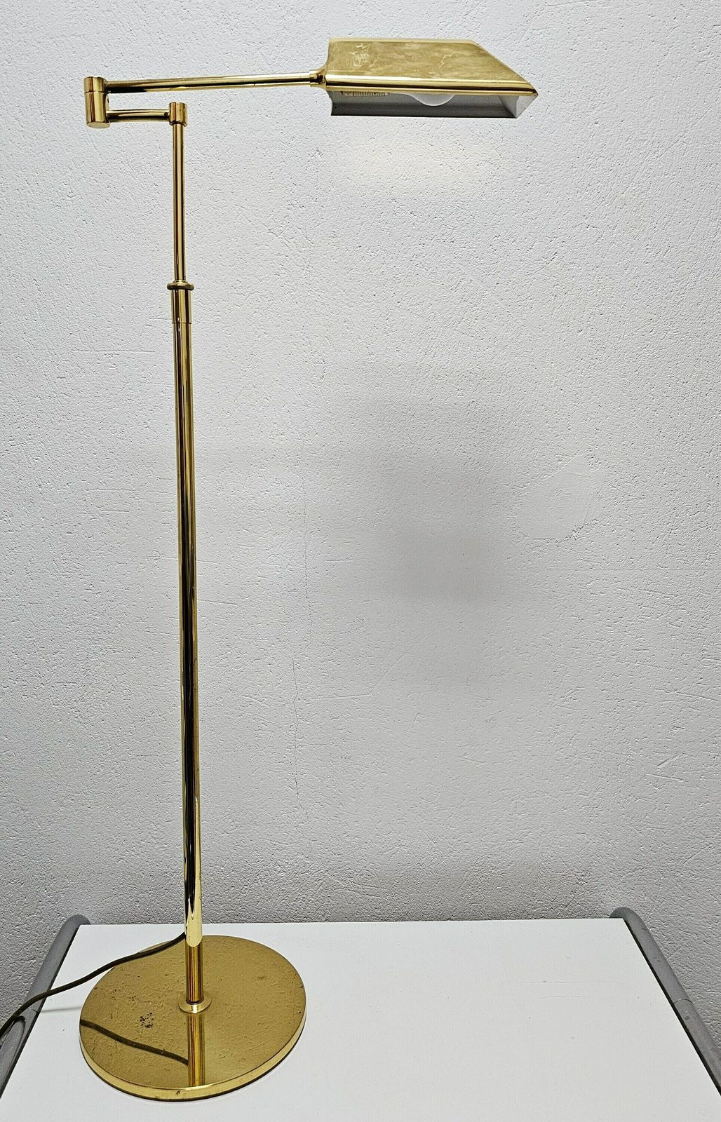 Mid Century Modern Swing Arm Floor Lamp Done In Brass With Adjustable Height // Made In West Germany In 1970s