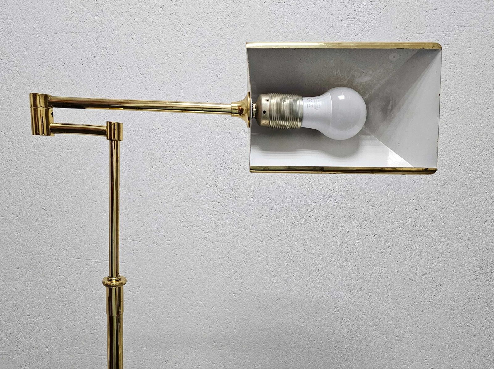 Mid Century Modern Swing Arm Floor Lamp Done In Brass With Adjustable Height // Made In West Germany In 1970s photo Lighting