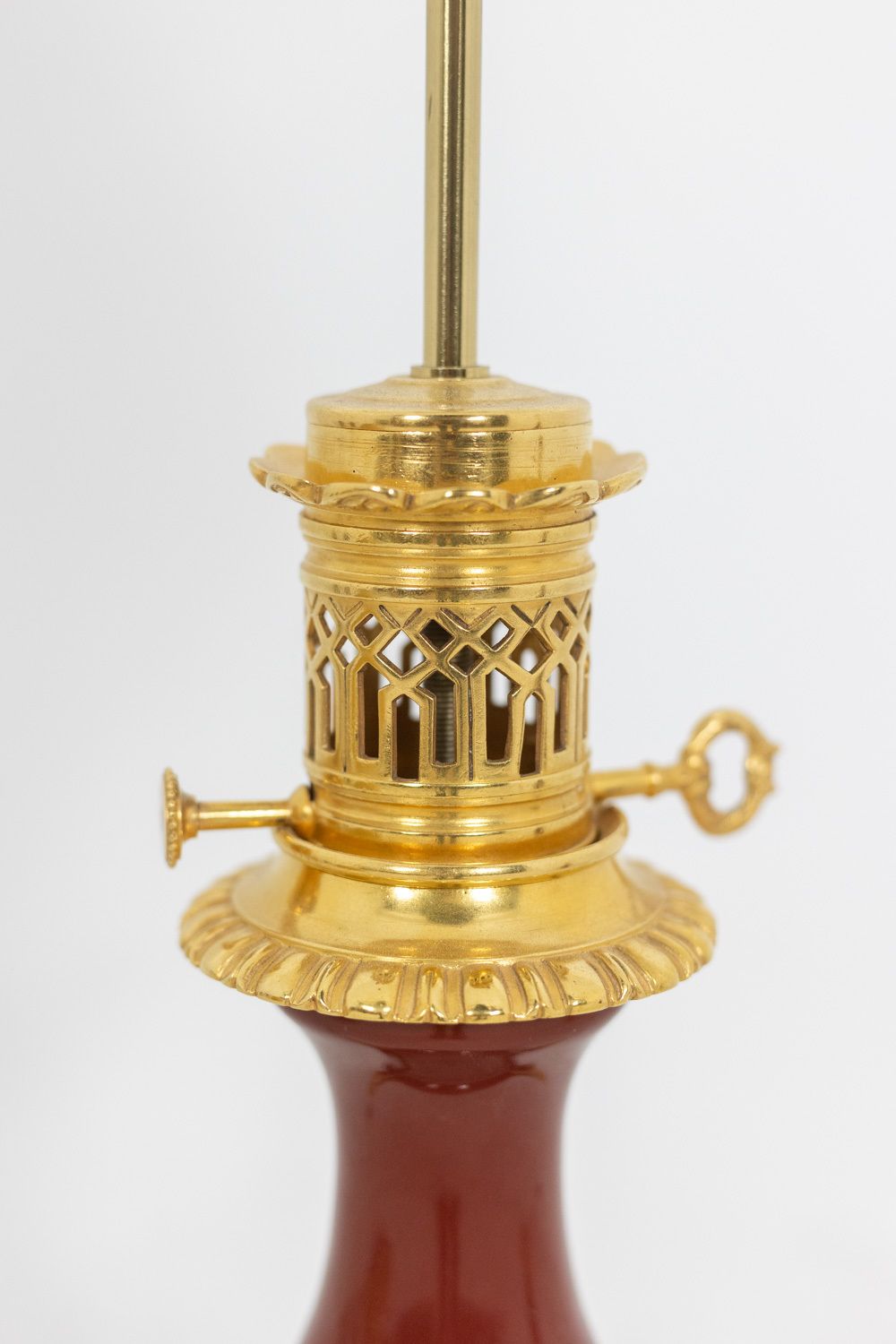 Pair Of Lamps In Red Sang De Bœuf Porcelain, Circa 1880 photo Lighting