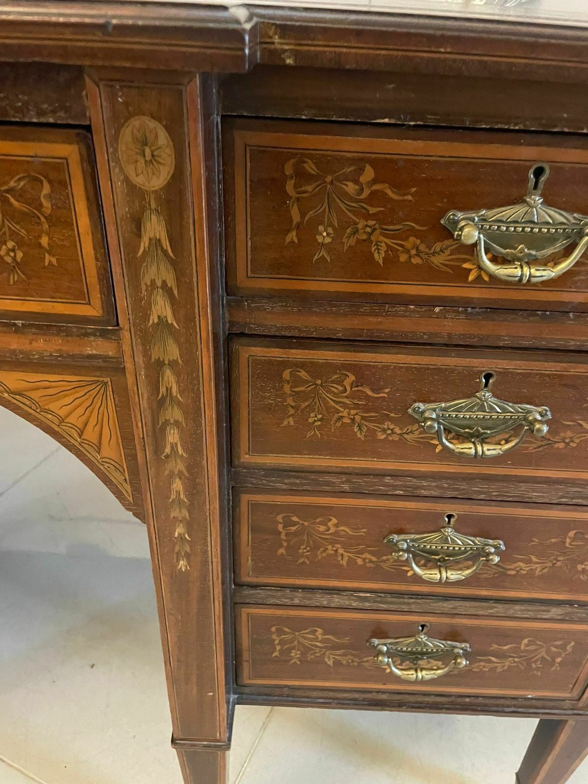 Outstanding Quality Antique 19th Century Mahogany Inlaid Kneehole Desk By Edwards And Roberts photo 2750.0